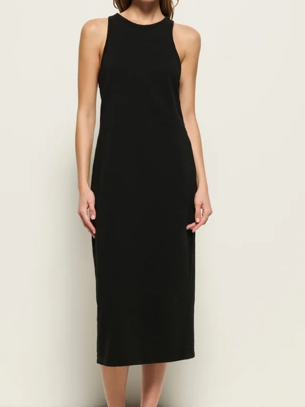 Classic Black Sleeveless Midi Dress